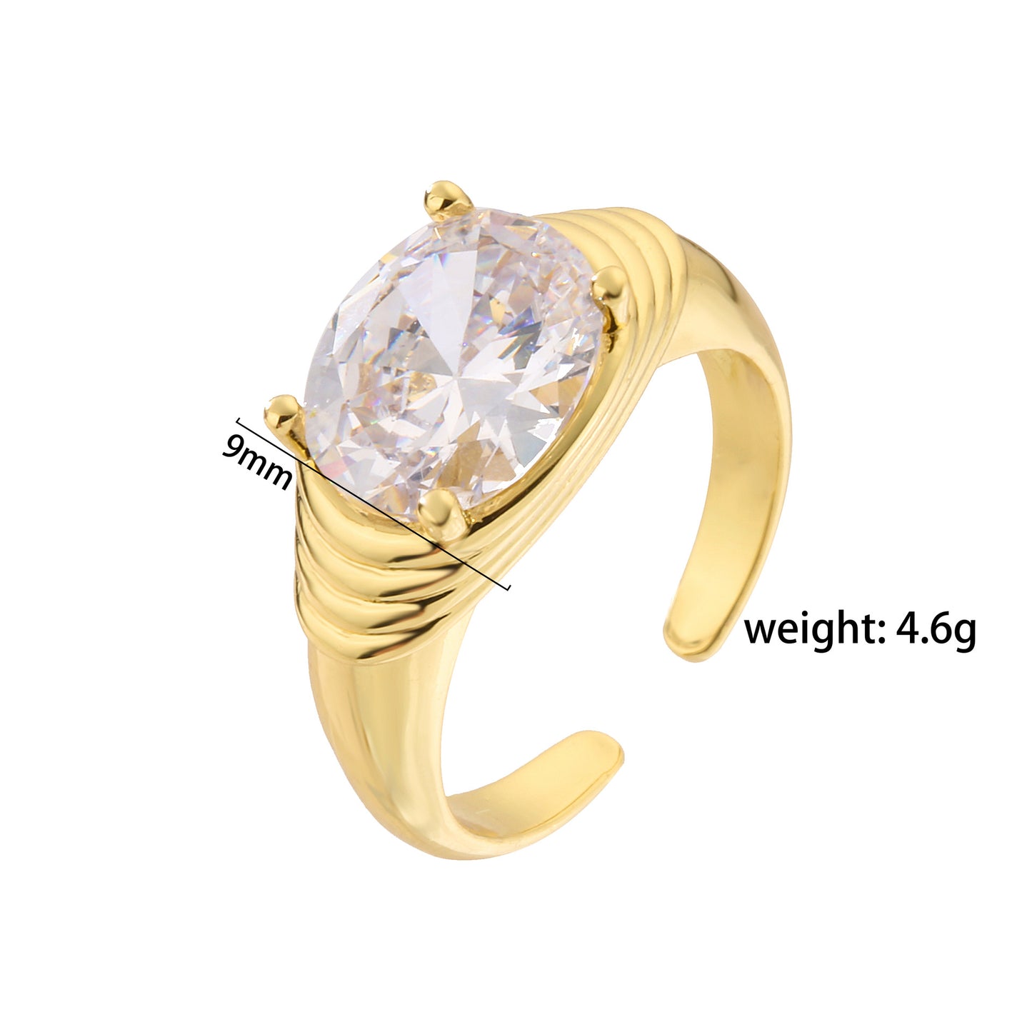 Ig Style Geometric Copper Plating Inlay Zircon Open Ring