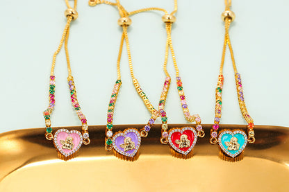 Korean Style Indie Pop Jewelry Environmental Protection Guardians Bracelet Colorful Oil Necklace Enamel Bracelet Ins Fashion Full Gang Drill Bracelet