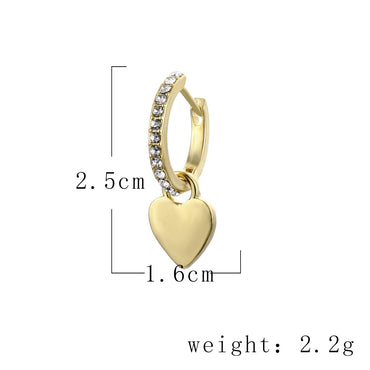 Fashion Heart Plating Inlaid Shell Copper Earrings