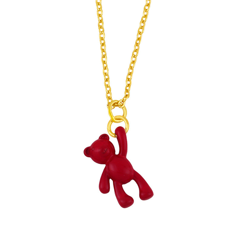 Wholesale Simple Solid Color Bear Pendant Copper Necklace Gooddiy
