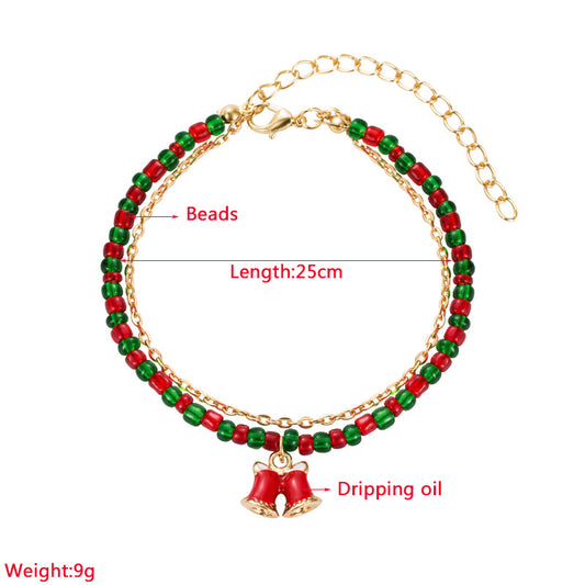 Fashion Christmas Tree Candy Alloy Beaded Enamel Women's Bracelets