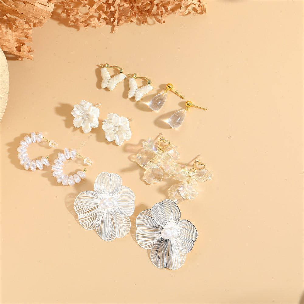 European and American hot-selling flowers, alloys, personality, trend, trend earrings, cross-border new products, water drop design, simple light luxury earrings for women