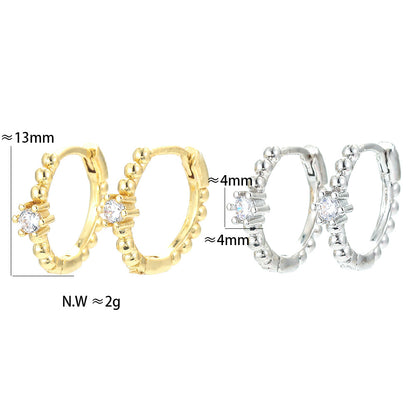 Europe And America Cross Border Ins Style Round Beads Rhinestone Earrings Simple Gold Ear Bone Ring Ear Clip Round Earrings In Stock Wholesale