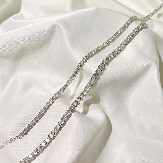 Fashion Solid Color Silver Plating Inlay Zircon Necklace 1 Piece