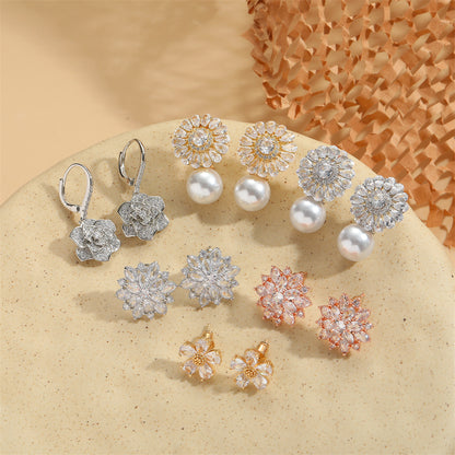 Cross-border hot-selling light luxury retro flower pendant earrings, niche versatile ins, trendy high-end earrings and accessories