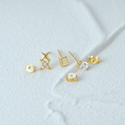 1 Set Simple Style Star Butterfly Plating Sterling Silver Ear Studs