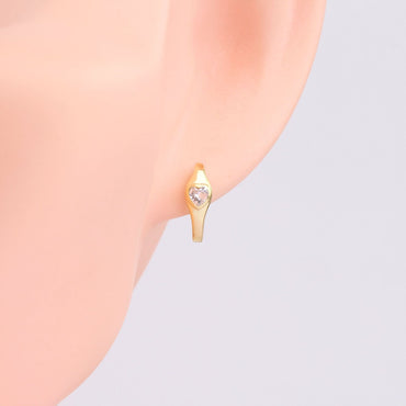 1 Pair Simple Style Heart Shape Sterling Silver Plating Inlay Zircon White Gold Plated Gold Plated Hoop Earrings