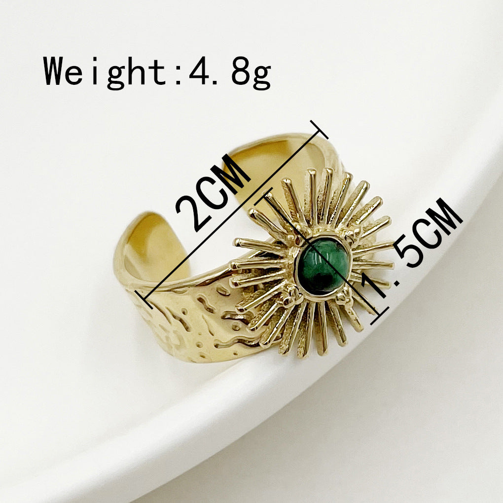 1 Piece Fashion Sun Stainless Steel Inlay Rhinestones Rings