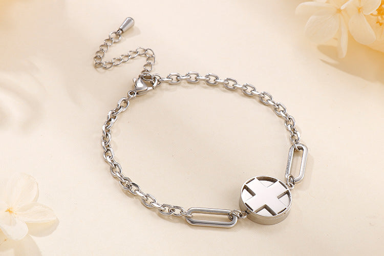 Fashion Stainless Steel Jewelry Splicing Chain Personality Cross Bracelet