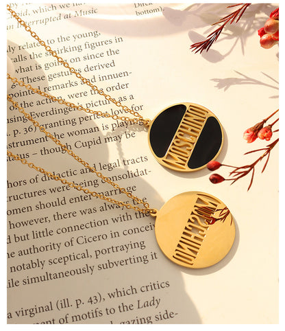 English Alphabet Round Brand Pendant Luxury Female Niche Acrylic Necklace