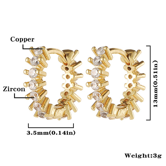 Fashion Water Droplets Copper Hoop Earrings Inlay Zircon Copper Earrings