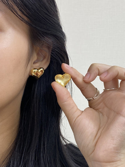 1 Pair Ig Style Simple Style Heart Shape Plating Copper Ear Studs