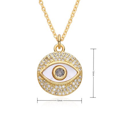 Copper Retro Classic Style Eye Plating Inlay Zircon Pendant Necklace