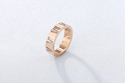 Simple Fashion Stainless Steel Hollow Roman Numeral Ring Wholesale Gooddiy