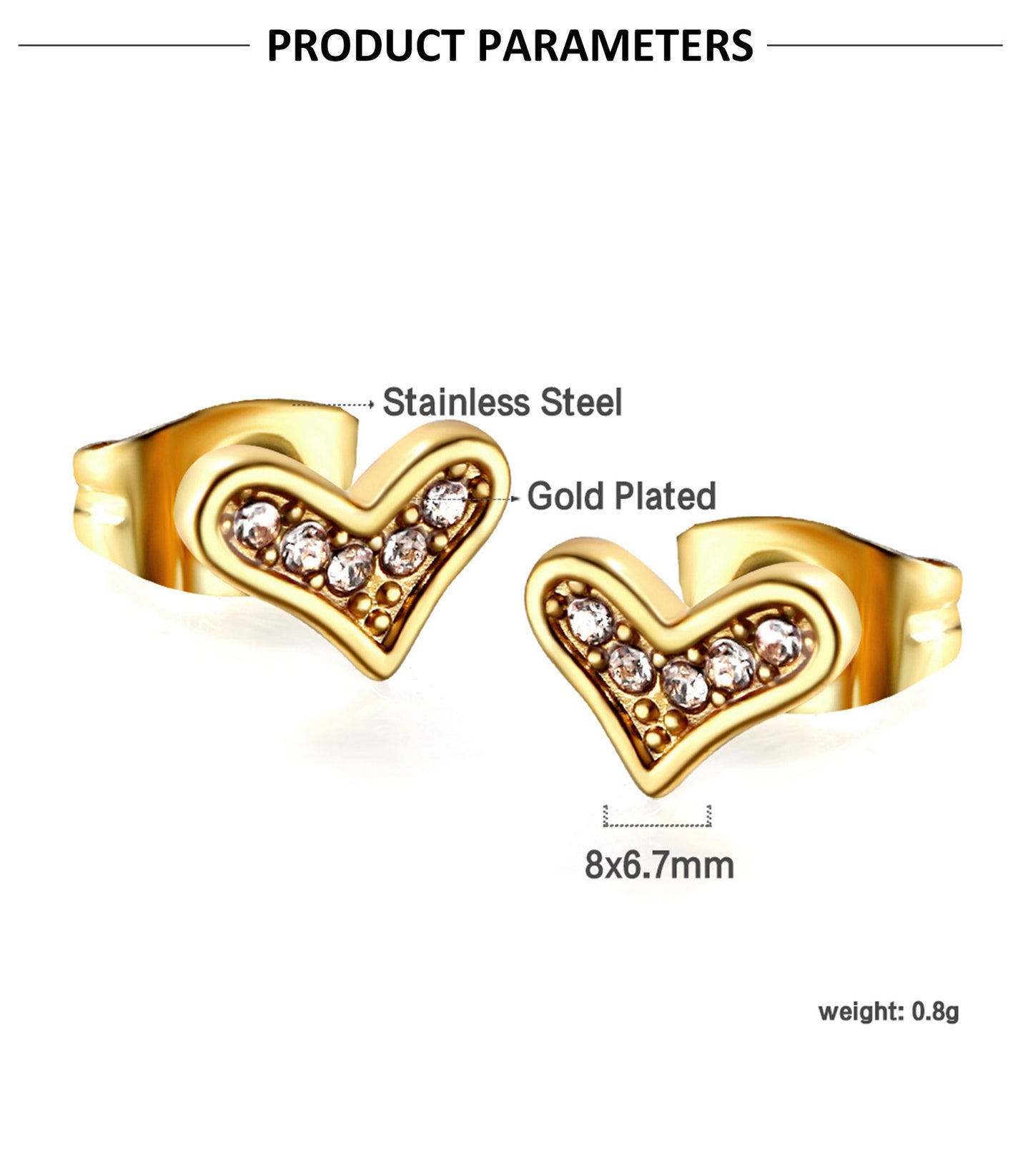 1 Pair Retro Streetwear Heart Shape Mushroom Fish Bone Plating Inlay Stainless Steel Zircon Ear Studs