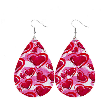 1 Pair Modern Style Classic Style Heart Shape Pu Leather Drop Earrings