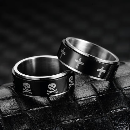 New Anti-anxiety Decompression Titanium Steel Double-layer Rotating Ring Wholesale