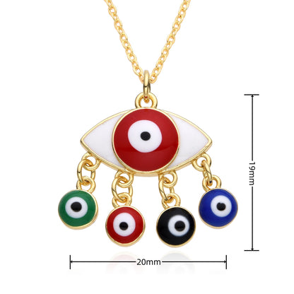 Copper Retro Classic Style Eye Plating Inlay Zircon Pendant Necklace