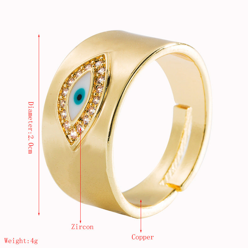 Fashion Eyes Mushroom Shape Copper Micro-inlaid Zircon Open Ring