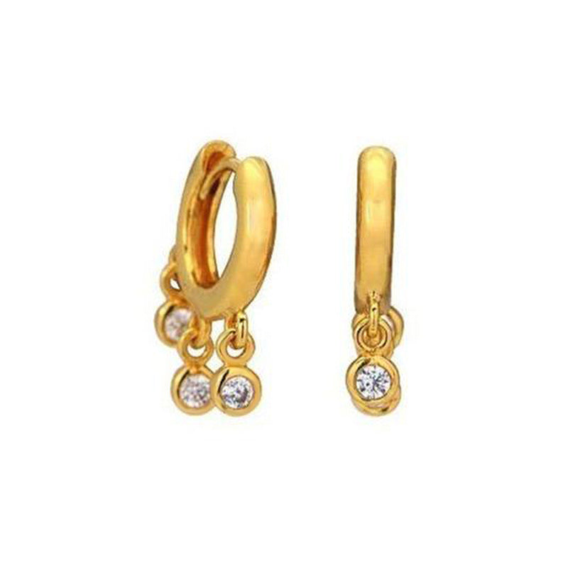 Personality Three-circle Zircon Earrings Simple Temperament Earrings