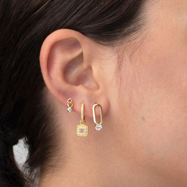 Fashion Simple Chain Pendant Copper Inlaid Zircon Earrings