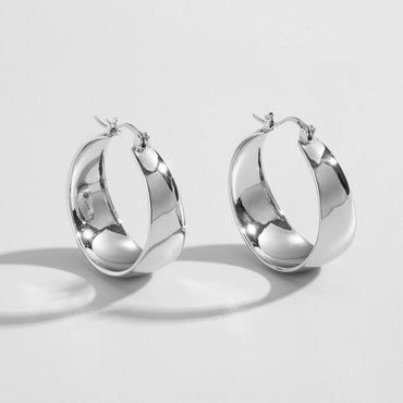 1 Pair Simple Style Geometric Stainless Steel Metal Hoop Earrings
