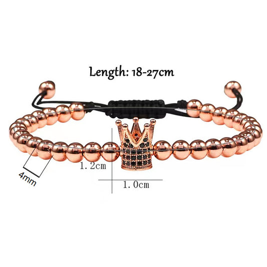 Vintage Style Crown Copper Plating Inlay Rhinestones Bracelets