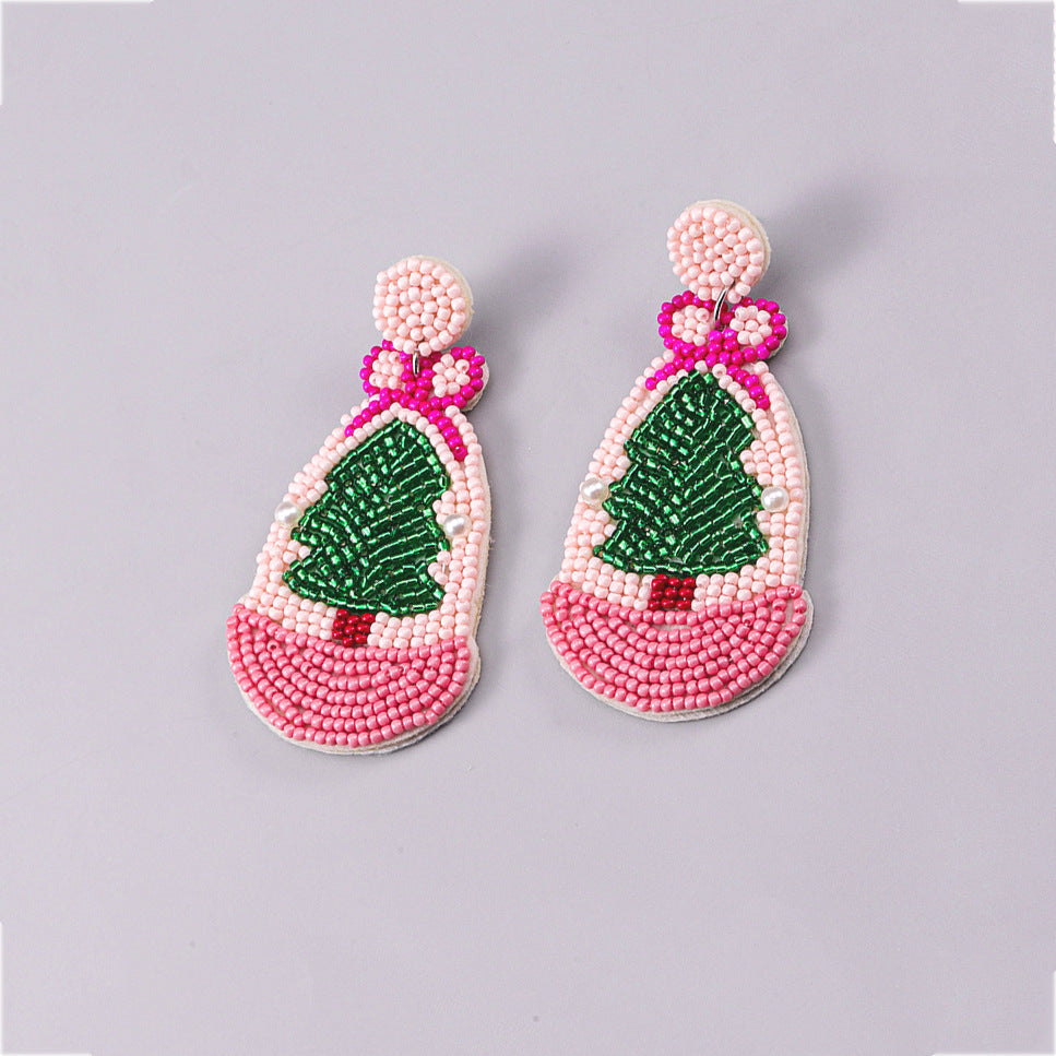 1 Pair Cute Christmas Tree Crutch Snowflake Plastic Drop Earrings