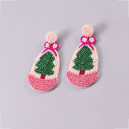 1 Pair Cute Christmas Tree Crutch Snowflake Plastic Drop Earrings