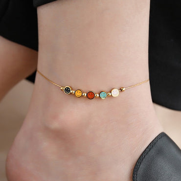Simple Style Smiley Face Copper Wholesale Anklet