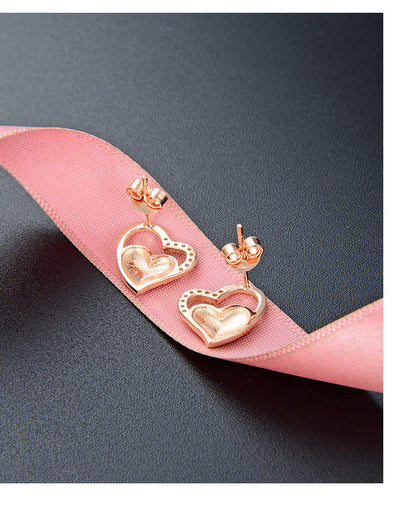 1 Pair Sweet Heart Shape Enamel Plating Inlay Sterling Silver Zircon Ear Studs