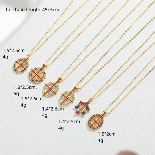 Cross-border hot sale cold wind zircon pendant clavicle chain niche temperament Guanyin design sense exquisite necklace jewelry women