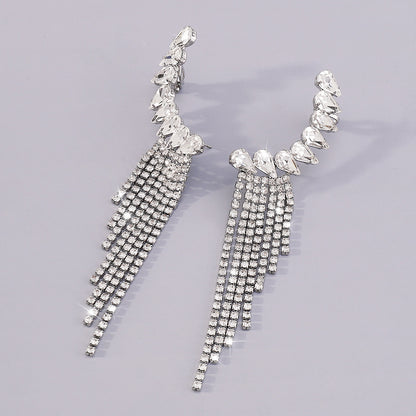 Elegant Lady Geometric Alloy Tassel Plating Inlay Rhinestones Women's Drop Earrings