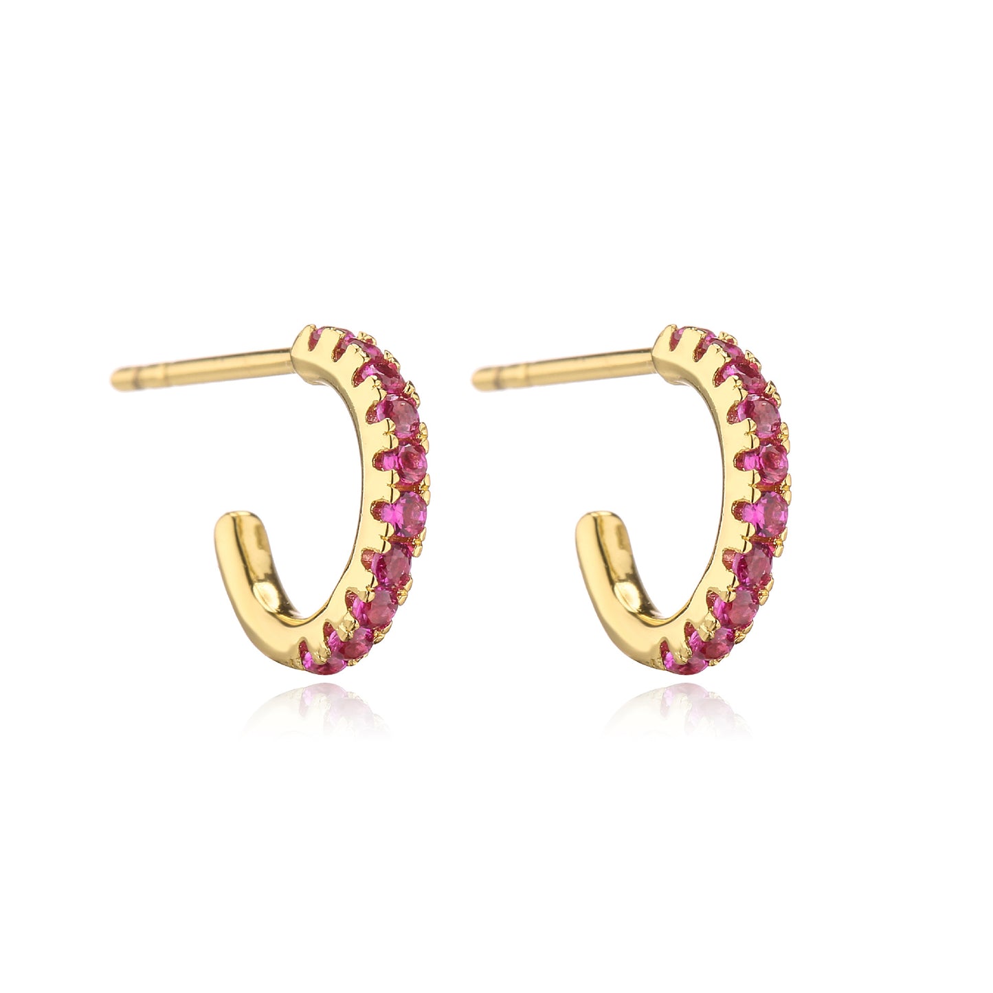 Fashion C Shape Inlay Copper Zircon Earrings