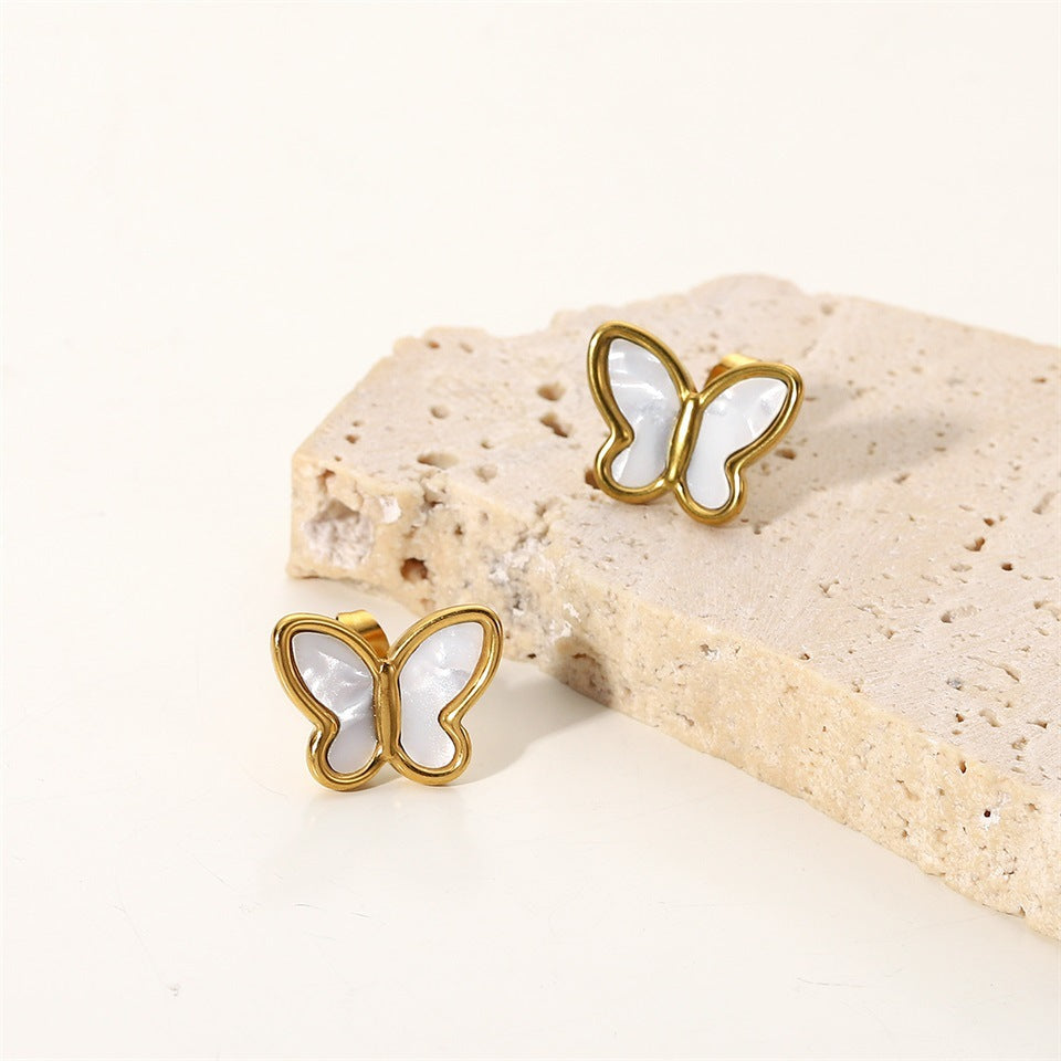 Wholesale Sweet Butterfly Titanium Steel Plating Earrings Necklace