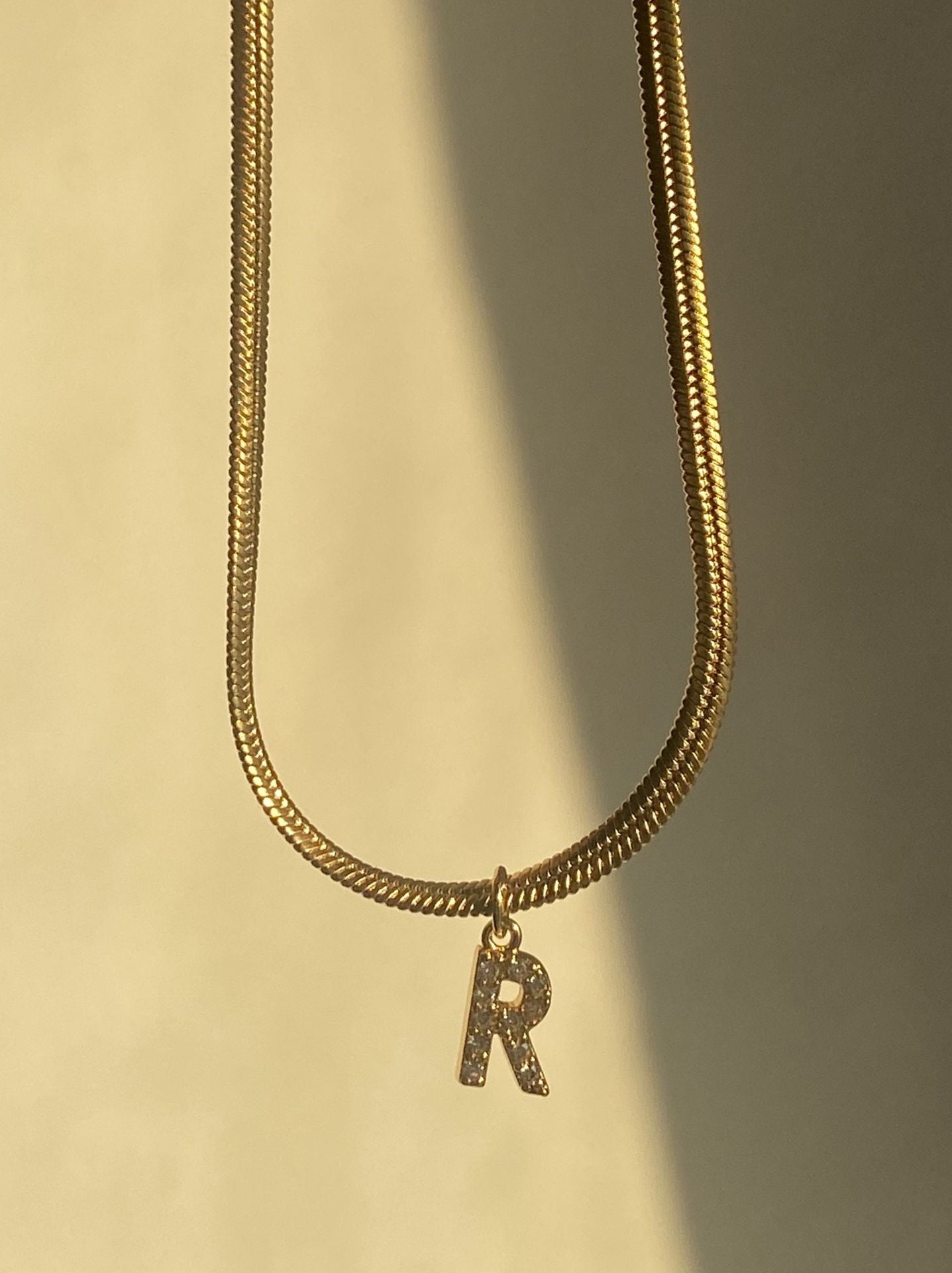 Fashion Letter Titanium Steel Inlay Zircon Pendant Necklace