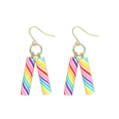 1 Pair Sweet Geometric Color Block Soft Clay Ear Hook