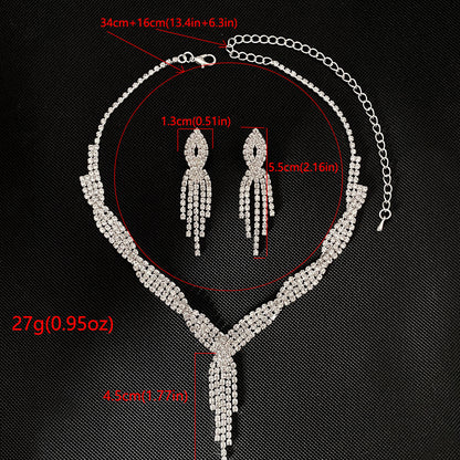 Luxurious Bridal Geometric Rhinestone Tassel Women's Jewelry Set