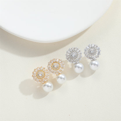 Cross-border hot-selling light luxury retro flower pendant earrings, niche versatile ins, trendy high-end earrings and accessories