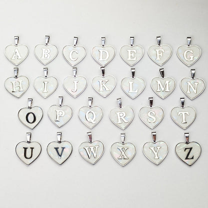 Wholesale Cute Sweet Letter Titanium Steel Plating Inlay Shell Pendant Necklace