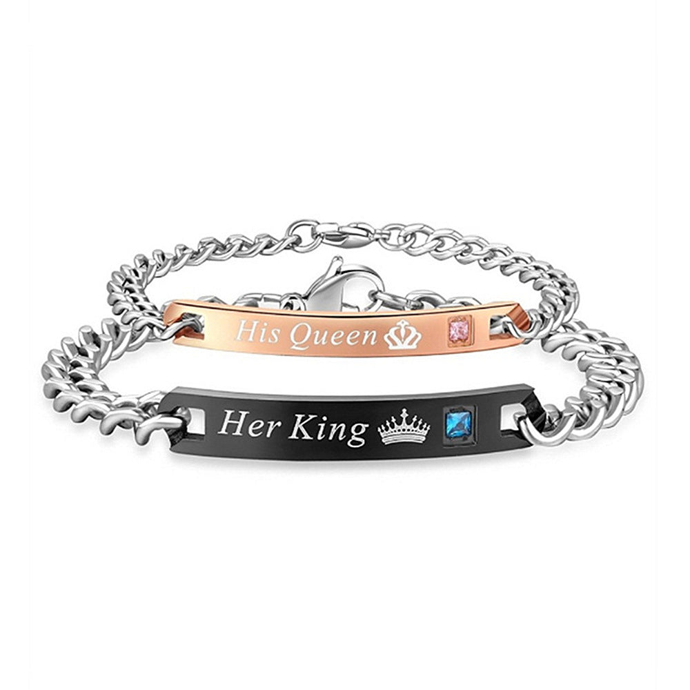 Simple Style Letter Crown Zircon Alloy Wholesale Bracelets