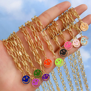 Wholesale New Dripping Smiley Face Pendent Alloy Necklace Gooddiy