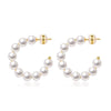 C-shaped ABS pearl earrings temperament wholesale women's  hot 15/20/30MM real gold 925 silver pin studs