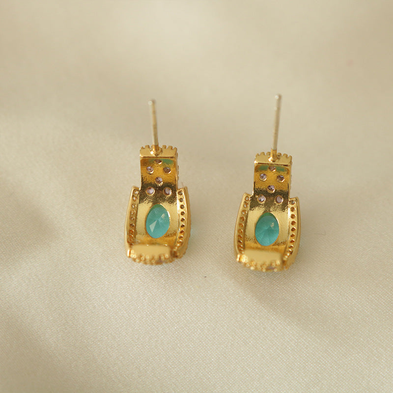 1 Pair Retro Geometric Plating Inlay Copper Zircon Earrings
