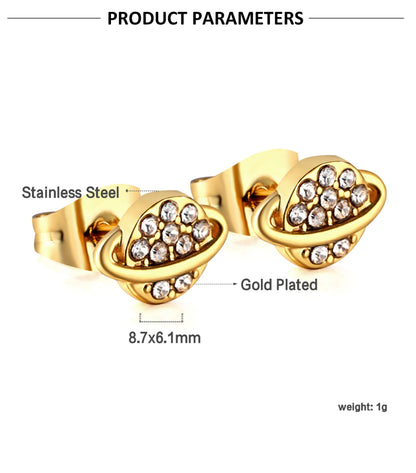 1 Pair Streetwear Geometric Plating Inlay Stainless Steel Zircon Ear Studs