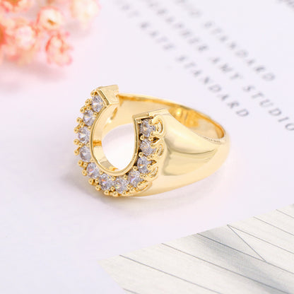 Wholesale Jewelry U-shaped Diamond Copper Ring Gooddiy