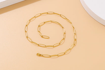 Simple Titanium Oval Clavicle Chain Bracelet Set Wholesale Gooddiy