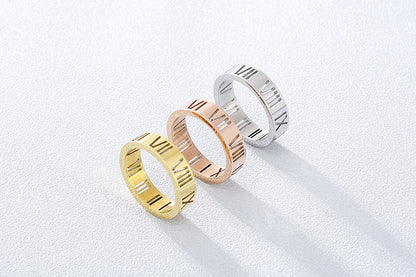 Simple Fashion Stainless Steel Hollow Roman Numeral Ring Wholesale Gooddiy