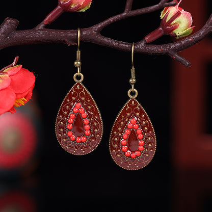 1 Pair Retro Water Droplets Alloy Plating Women's Drop Earrings