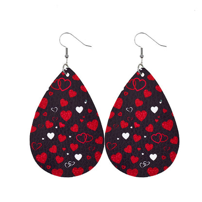 1 Pair Elegant Classic Style Water Droplets Heart Shape Pu Leather Drop Earrings